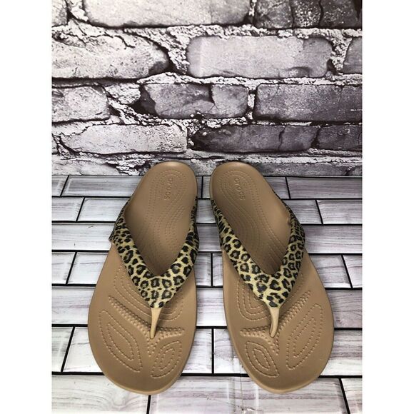 Crocs Kadee II Iconic Comfort Leopard Flip Flip Sandals Women’s sz 10M US/41EU - Picture 3 of 16